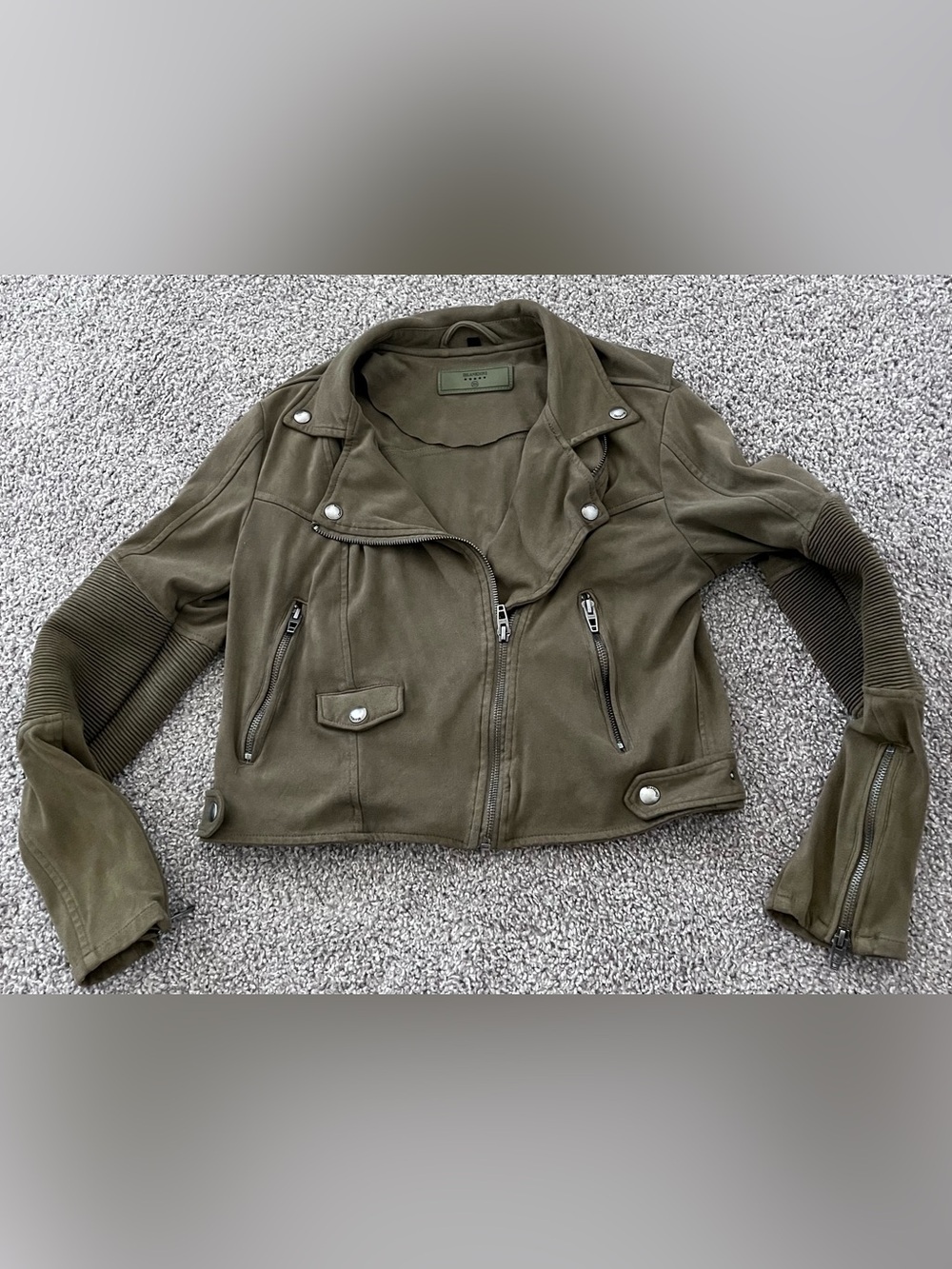 Blank NYC Olive Green Cropped Moto Jacket